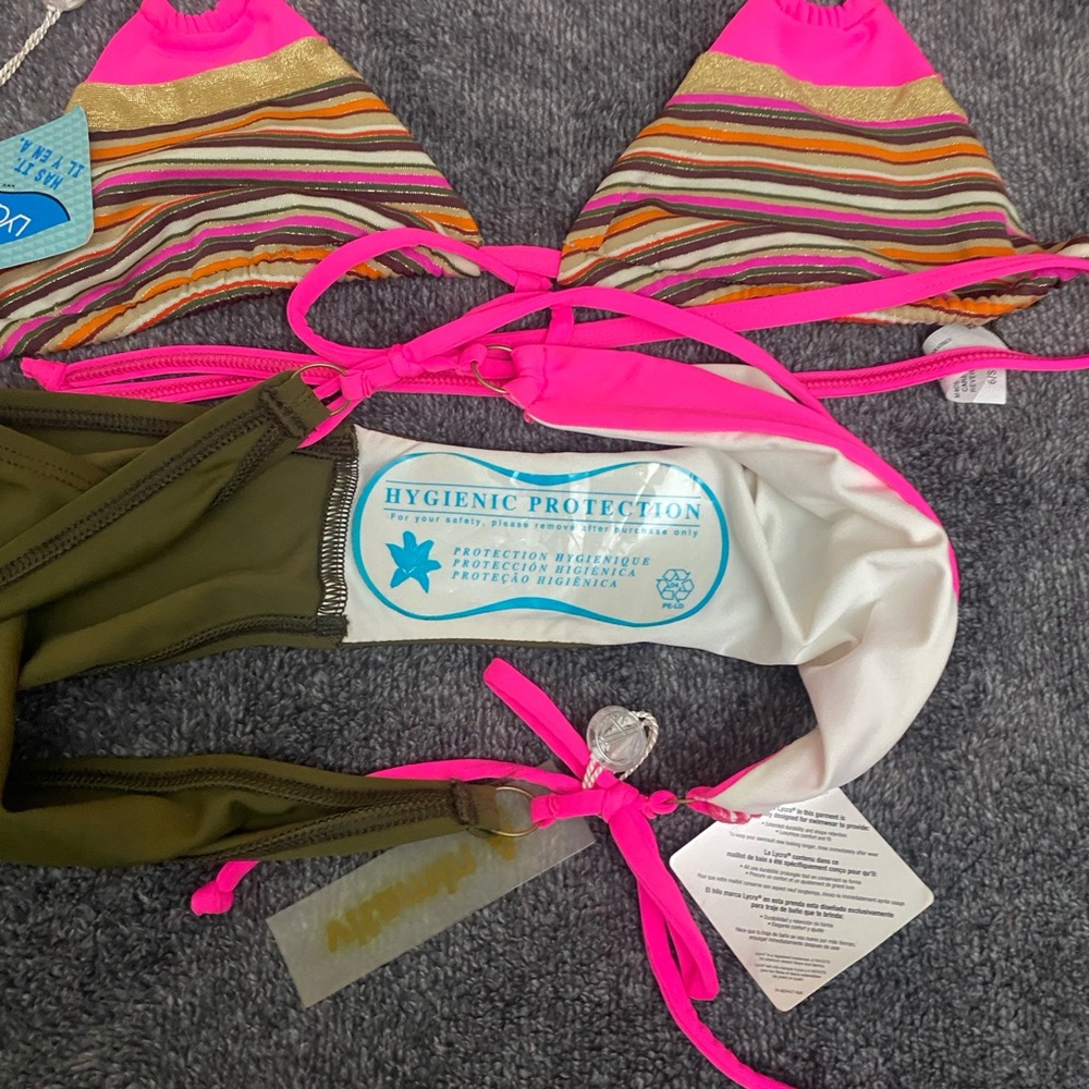 Vitamin A Neon Pink and Olive Bikini Nwt - Picture 4 of 5